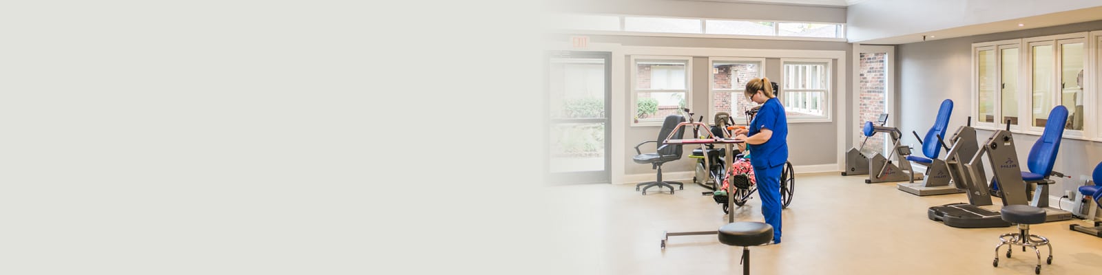 A nurse in the rehabilitation room at Homestead