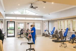 Residents in the rehab gym Homestead