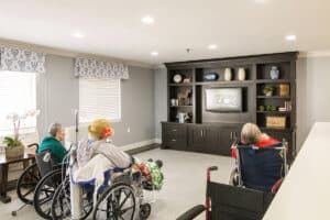 Residents watching TV at Highland